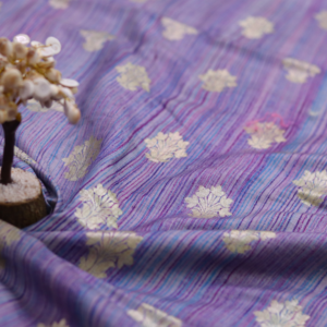 Handloom Moongasilk Fabric With Handbrush Stroke Allover And Zari Woven Motif