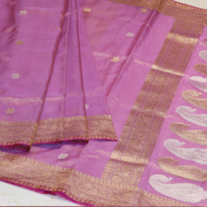 Handloom Kora Tissue Silk Benarasi Saree With Kadua Woven Sonarupa Zari Buti Allover And Zari Border