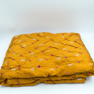 Exquisite Handwoven Katan Silk Fabrics: Bandhani and Kadua Woven Zari Buti Elegance for Timeless Ethnic Attire