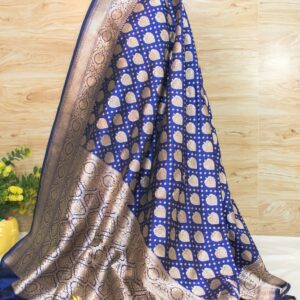 Zari Elegance: Exquisite Handloom Katan Silk Saree with Intricate Buta Border and Pallu