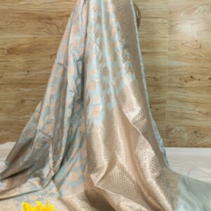 Golden Elegance: Handloom Katan Silk Zari Weave Saree