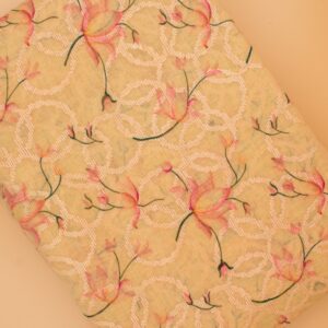 Enchanting Elegance: Mul Chanderi Digital Printed Fabric with Exquisite Embroidery