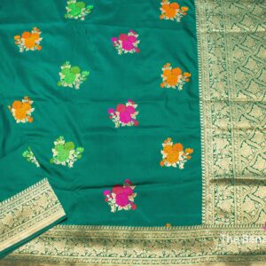 Ethereal Elegance: Handloom Katan Silk Saree adorned with Exquisite Minakari Woven Motifs and Opulent Zari Palla