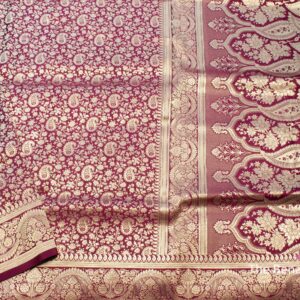 Ethereal Elegance: Handloom Silk Zari Woven Intricate Jaal Tanchoi Saree