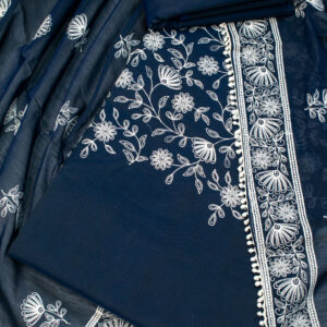 Enchanting Embroidered Elegance: Cotton Chanderi 3-Piece Suit Set