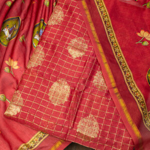 Royal Reverie: Luxe 2-Piece Silk Chanderi Pichwai Printed Suit Set